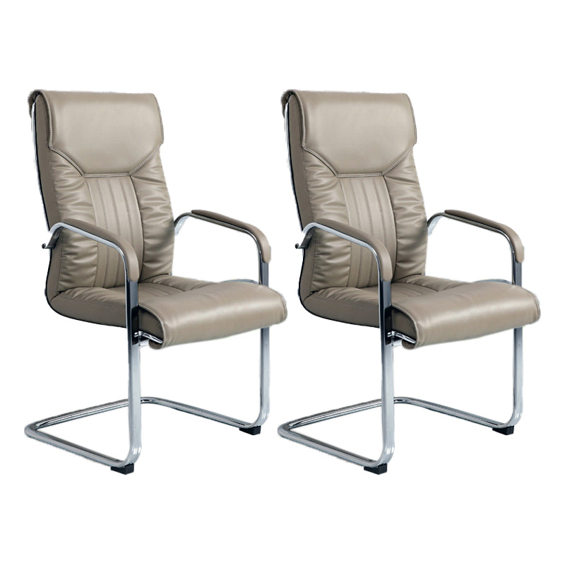 Modern Executive Computer Chair with Wheels Swivel Office Chair with Padded Arms Light Khaki 2 Piece Set Casters Not Included Clearhalo 'furn' 'furn_office_chair' 'Furniture' 'furniture_office_chair' 'Office Chairs' 'Office Furniture' 'office_chair' 5035896
