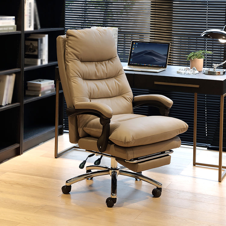 High Back Office Chair Leather Sponge Seat Fixed Armrest with Office Chair Clearhalo 'furn' 'furn_office_chair' 'Furniture' 'furniture_office_chair' 'Office Chairs' 'Office Furniture' 'office_chair' 5035916