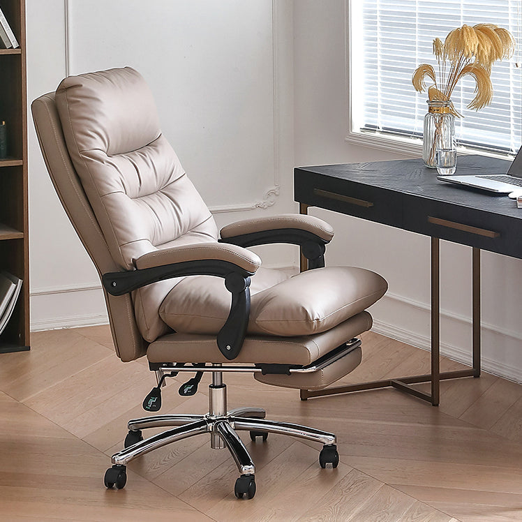 High Back Office Chair Leather Sponge Seat Fixed Armrest with Office Chair Clearhalo 'furn' 'furn_office_chair' 'Furniture' 'furniture_office_chair' 'Office Chairs' 'Office Furniture' 'office_chair' 5035919