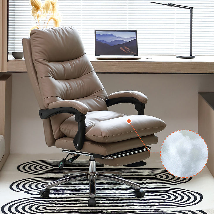High Back Office Chair Leather Sponge Seat Fixed Armrest with Office Chair Clearhalo 'furn' 'furn_office_chair' 'Furniture' 'furniture_office_chair' 'Office Chairs' 'Office Furniture' 'office_chair' 5035925