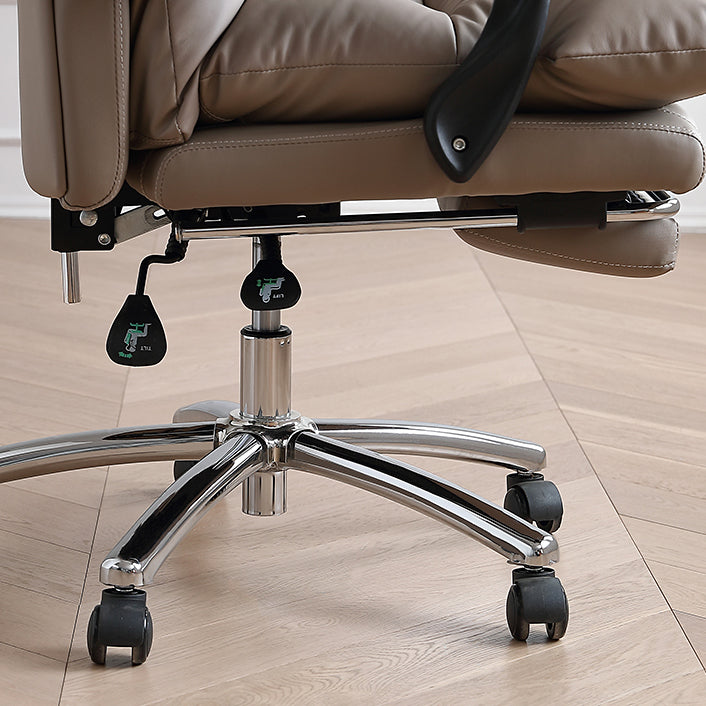 High Back Office Chair Leather Sponge Seat Fixed Armrest with Office Chair Clearhalo 'furn' 'furn_office_chair' 'Furniture' 'furniture_office_chair' 'Office Chairs' 'Office Furniture' 'office_chair' 5035927