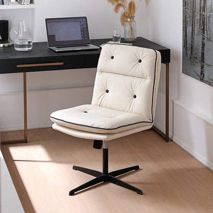 Mid-back Office Chair Leather Seat with Fixed Armrest and Tufted Office Chair Black-White Clearhalo 'Furniture' 'furniture_office_chair' 'Office Chairs' 'Office Furniture' 'office_chair' 5035930