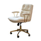Mid-back Office Chair Leather Seat with Fixed Armrest and Tufted Office Chair White-Gold Clearhalo 'Furniture' 'furniture_office_chair' 'Office Chairs' 'Office Furniture' 'office_chair' 5035936