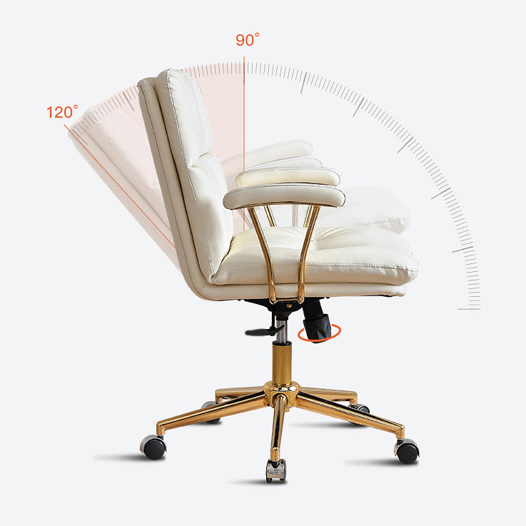 Mid-back Office Chair Leather Seat with Fixed Armrest and Tufted Office Chair Clearhalo 'Furniture' 'furniture_office_chair' 'Office Chairs' 'Office Furniture' 'office_chair' 5035941