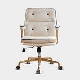 Mid-back Office Chair Leather Seat with Fixed Armrest and Tufted Office Chair Clearhalo 'Furniture' 'furniture_office_chair' 'Office Chairs' 'Office Furniture' 'office_chair' 5035943
