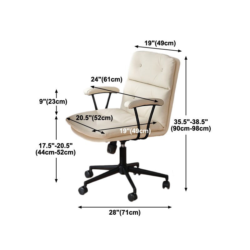 Mid-back Office Chair Leather Seat with Fixed Armrest and Tufted Office Chair Clearhalo 'Furniture' 'furniture_office_chair' 'Office Chairs' 'Office Furniture' 'office_chair' 5035950