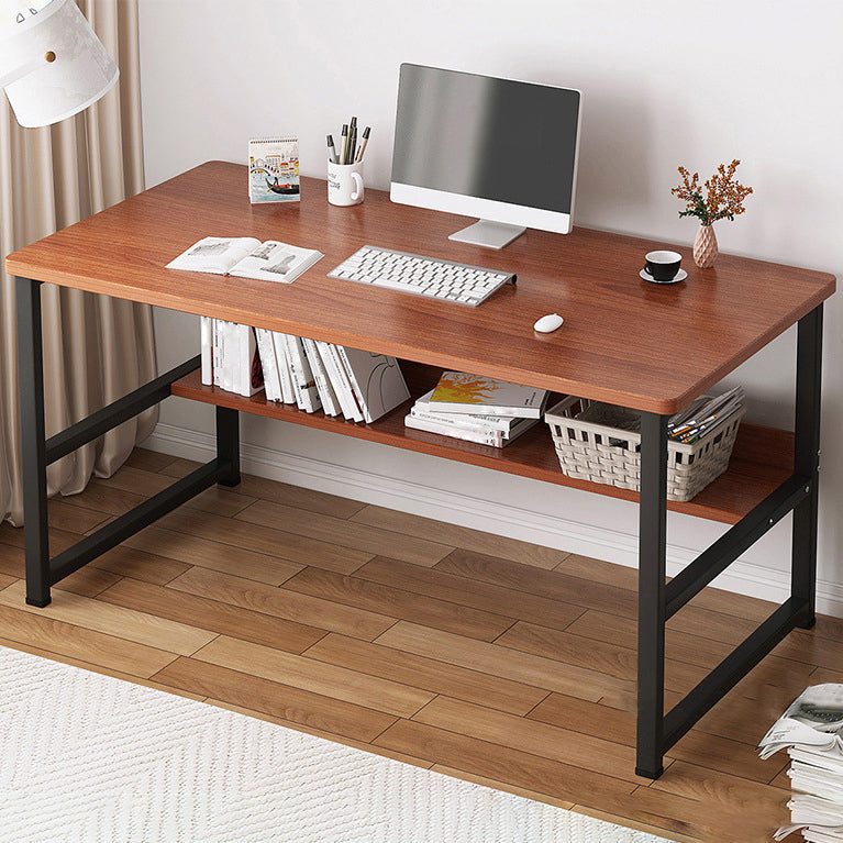 Industrial Style Home Office Desk Wooden Rectangular Writing Desk 47"L x 18"W x 29"H Brown 1 Clearhalo 'furn' 'furn_office_desk' 'Furniture' 'furniture_office_desk' 'Office Desks' 'Office Furniture' 'office_desk' 5036607