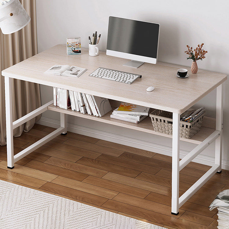 Industrial Style Home Office Desk Wooden Rectangular Writing Desk Beige 1 Clearhalo 'furn' 'furn_office_desk' 'Furniture' 'furniture_office_desk' 'Office Desks' 'Office Furniture' 'office_desk' 5036608