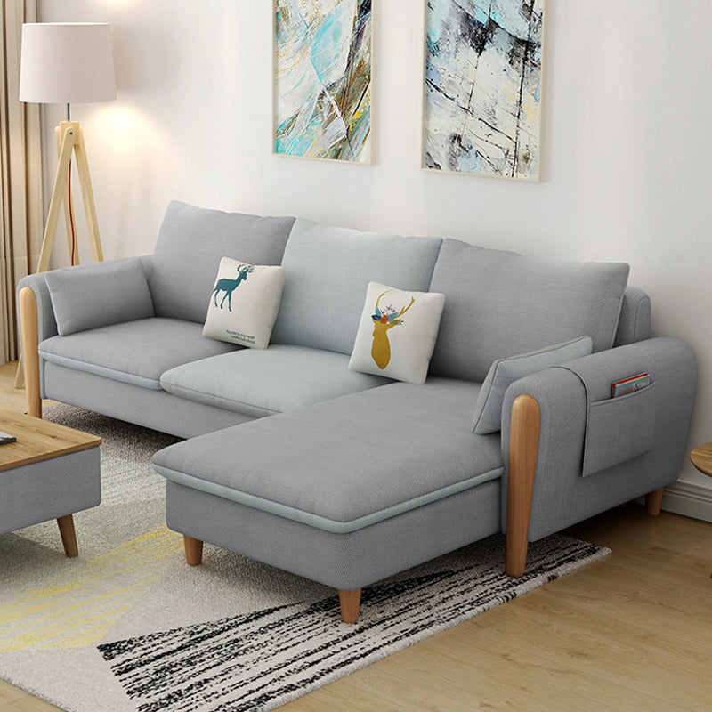 Linen Blend Removable Cushions Square Arm Sectional with Storage and Chaise Gray-White Clearhalo 'furn' 'furn_sectionals' 'Furniture' 'furniture_sectionals' 'Living Room Furniture' 'Sectionals' 5039517