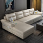 Cushion Back Storage Stain-Resistant Manual Reclining Faux Leather Sectional Sofa Set Off-White Left Clearhalo 'Furniture' 'furniture_sectionals' 'Living Room Furniture' 'Sectionals' 5039529