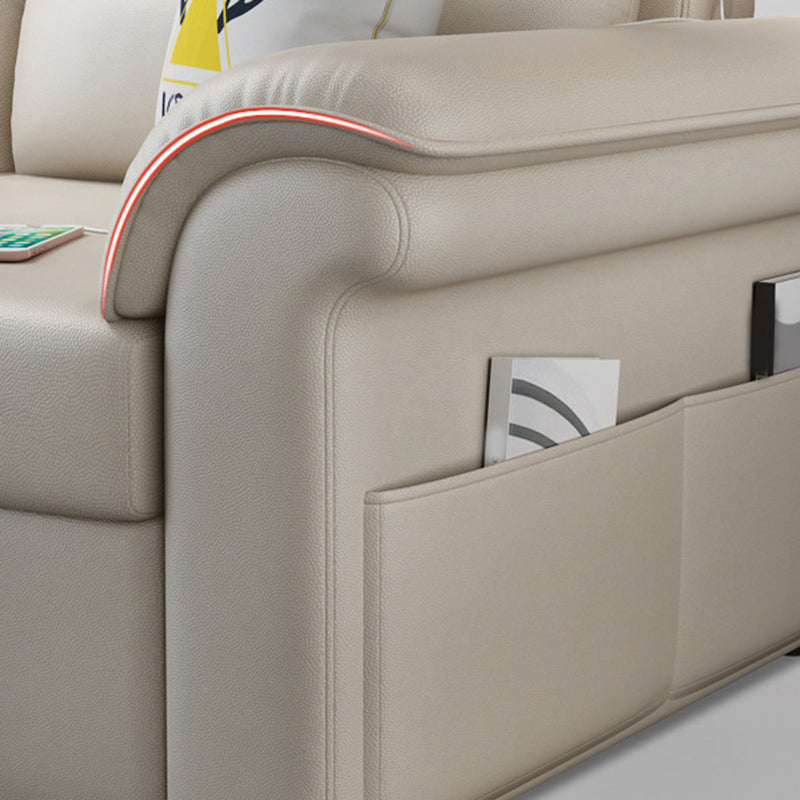 Cushion Back Storage Stain-Resistant Manual Reclining Faux Leather Sectional Sofa Set Clearhalo 'Furniture' 'furniture_sectionals' 'Living Room Furniture' 'Sectionals' 5039541