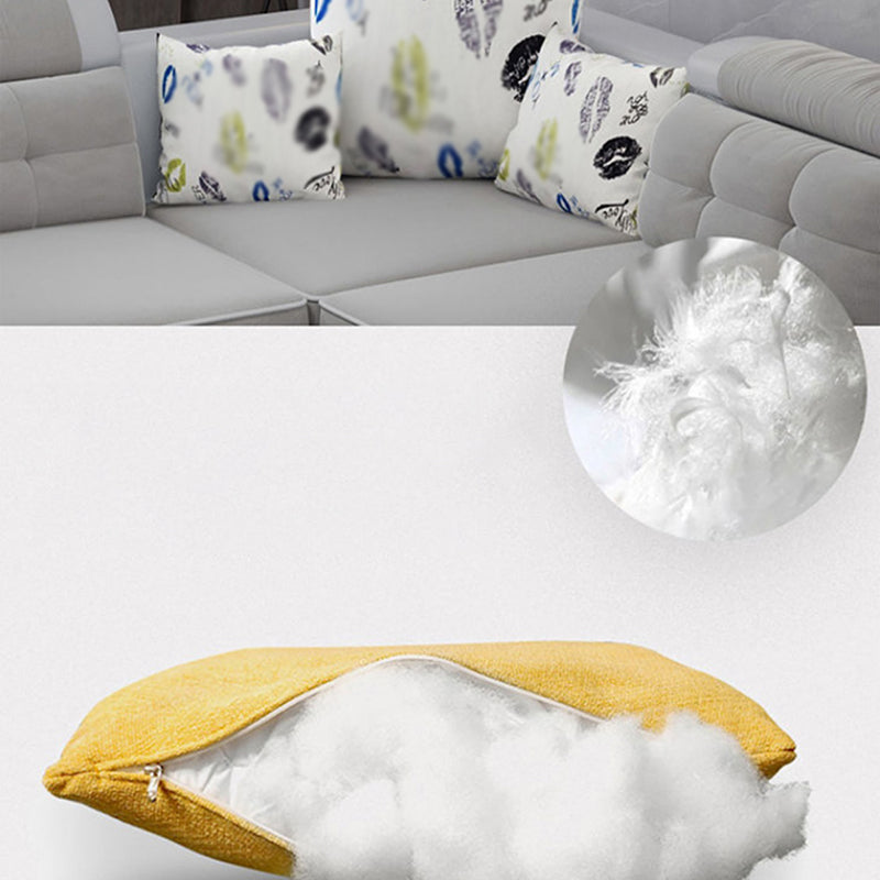 33.46"High Fabric Sloped Arms Sectional Sofa with 2 Cup Holders,White Clearhalo 'furn' 'furn_sectionals' 'Furniture' 'furniture_sectionals' 'Living Room Furniture' 'Sectionals' 5039556