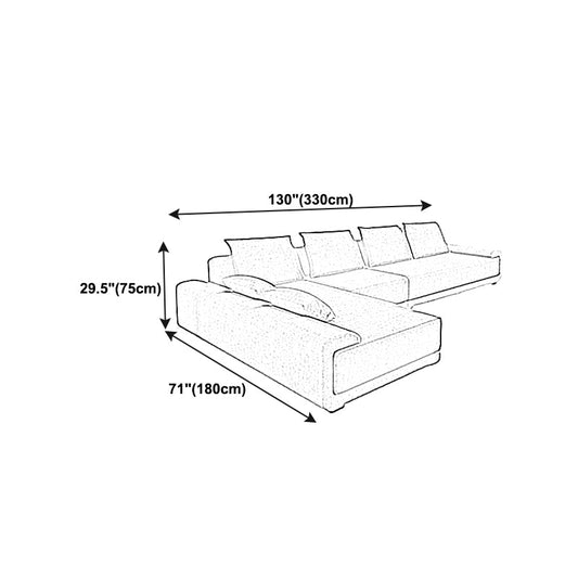 Contemporary Loose Back Square Arm Sofa with Slipcovered for Living Room Clearhalo 'furn' 'furn_sectionals' 'Furniture' 'furniture_sectionals' 'Living Room Furniture' 'Sectionals' 5039579