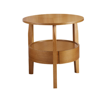24" L x 24" W Farmhouse Side End Table Wooden Side Table with Shelve and Drawer Natural Clearhalo 'Coffee & Accent Tables' 'End & Side Tables' 'end_side_table' 'end_side_tables' 'furn' 'furn_end_side_tables' 'Furniture' 'furniture_end_side_table' 'Living Room Furniture' 5039601