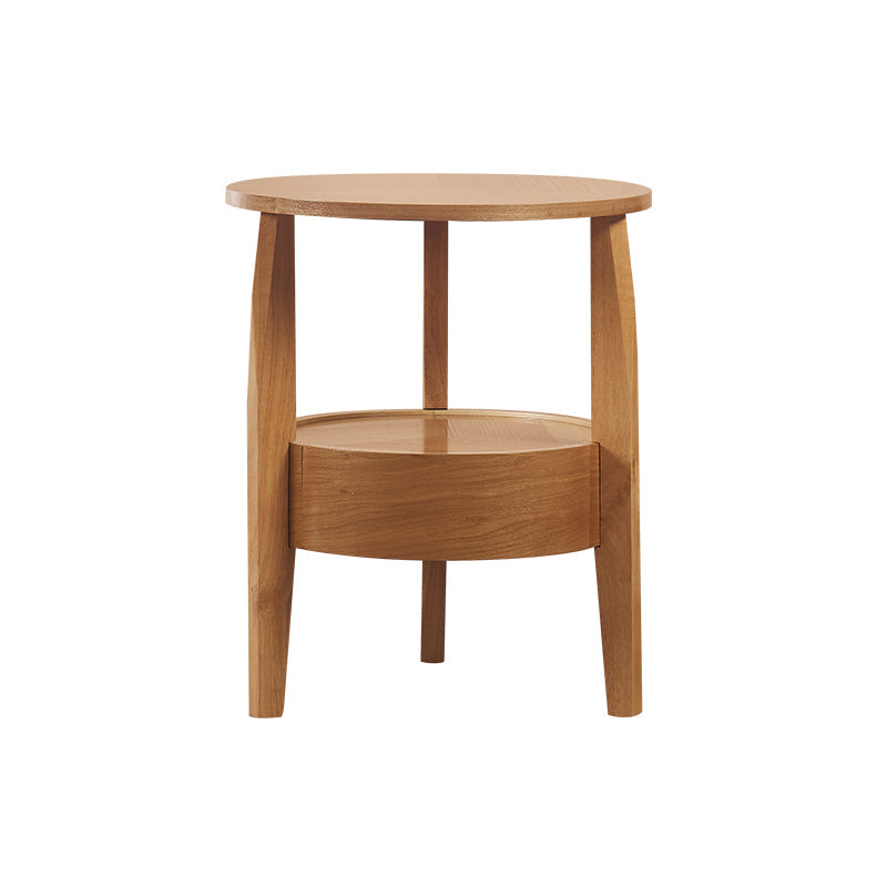 24" L x 24" W Farmhouse Side End Table Wooden Side Table with Shelve and Drawer 23.6"L x 23.6"W x 23.6"H Natural Clearhalo 'Coffee & Accent Tables' 'End & Side Tables' 'end_side_table' 'end_side_tables' 'furn' 'furn_end_side_tables' 'Furniture' 'furniture_end_side_table' 'Living Room Furniture' 5039603