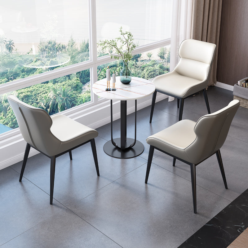 21.65-inch Tall Pedestal End Table Casual Round Stone Top Sofa Side Table Clearhalo 'Coffee & Accent Tables' 'End & Side Tables' 'end_side_table' 'end_side_tables' 'furn' 'furn_end_side_tables' 'Furniture' 'furniture_end_side_table' 'Living Room Furniture' 5039626