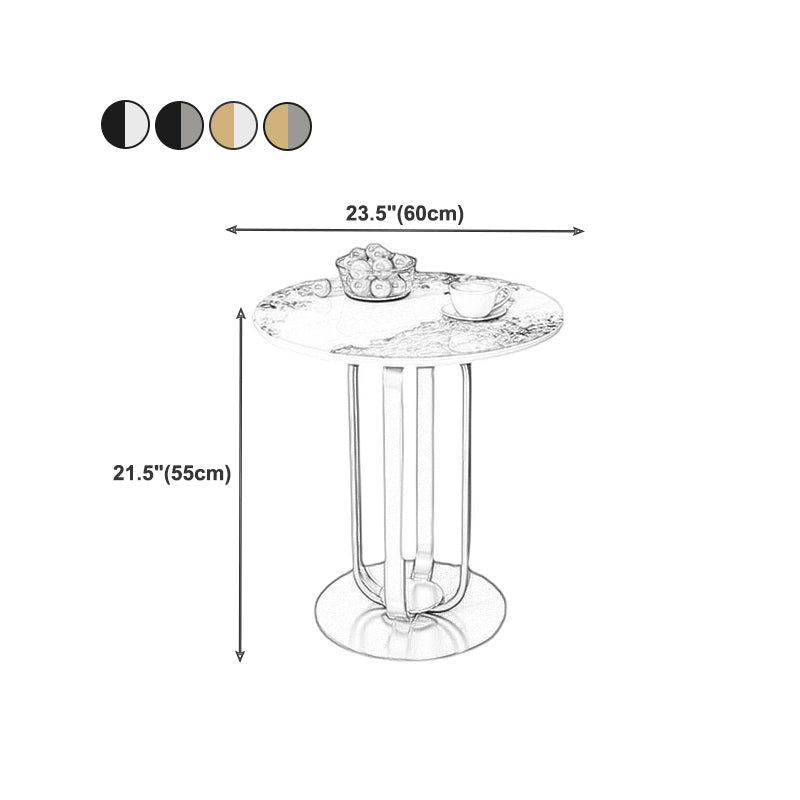 21.65-inch Tall Pedestal End Table Casual Round Stone Top Sofa Side Table Clearhalo 'Coffee & Accent Tables' 'End & Side Tables' 'end_side_table' 'end_side_tables' 'furn' 'furn_end_side_tables' 'Furniture' 'furniture_end_side_table' 'Living Room Furniture' 5039634