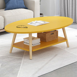 Modern 4 Legs Coffee Table with Storage Champagne Cocktail Table 39"L x 20"W x 17"H Yellow Oval