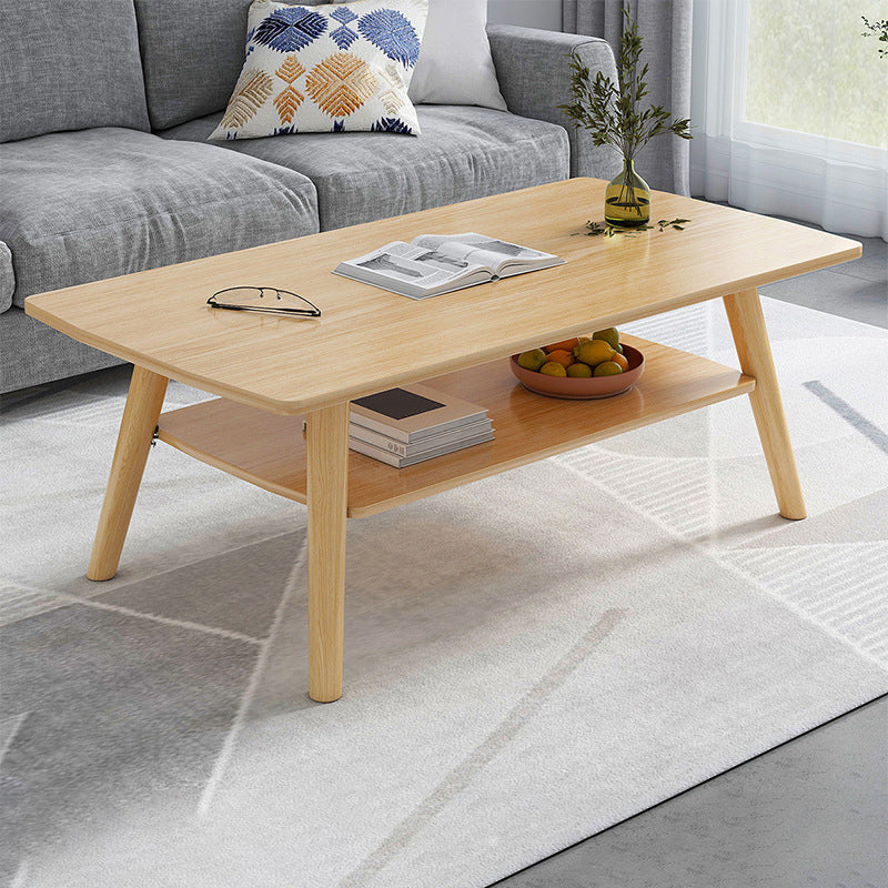 Modern 4 Legs Coffee Table with Storage Champagne Cocktail Table Natural Rectangular Clearhalo 'Coffee & Accent Tables' 'Coffee Tables' 'coffee_tables' 'furn' 'furn_coffee_tables' 'Furniture' 'furniture_coffee_tables' 'Living Room Furniture' 5039642