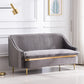 29.5"H Microsuede / Velvet Solid Color Sloped Arm Sofa for Living Room 78.7"L x 29.5"W x 29.5"H Grey Clearhalo 'furn' 'furn_sofas' 'Furniture' 'furniture_sofas' 'Living Room Furniture' 'Sofa' 'sofas' 5039676