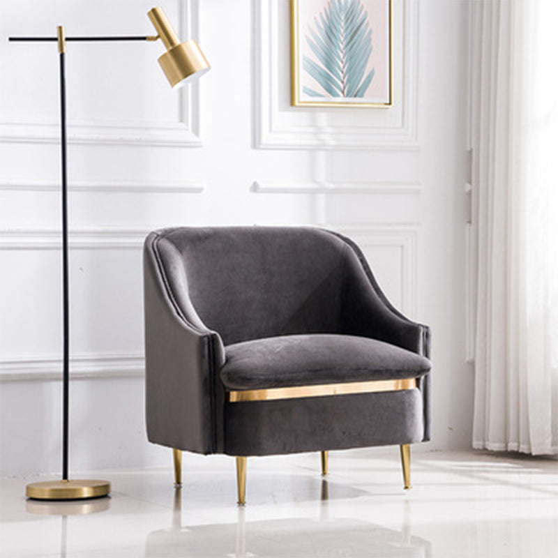 29.5"H Microsuede / Velvet Solid Color Sloped Arm Sofa for Living Room 31.5"L x 29.5"W x 29.5"H Grey Clearhalo 'furn' 'furn_sofas' 'Furniture' 'furniture_sofas' 'Living Room Furniture' 'Sofa' 'sofas' 5039677