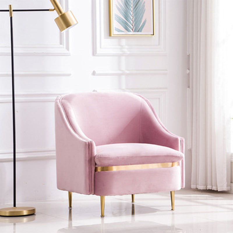 29.5"H Microsuede / Velvet Solid Color Sloped Arm Sofa for Living Room 31.5"L x 29.5"W x 29.5"H Pink Clearhalo 'furn' 'furn_sofas' 'Furniture' 'furniture_sofas' 'Living Room Furniture' 'Sofa' 'sofas' 5039680