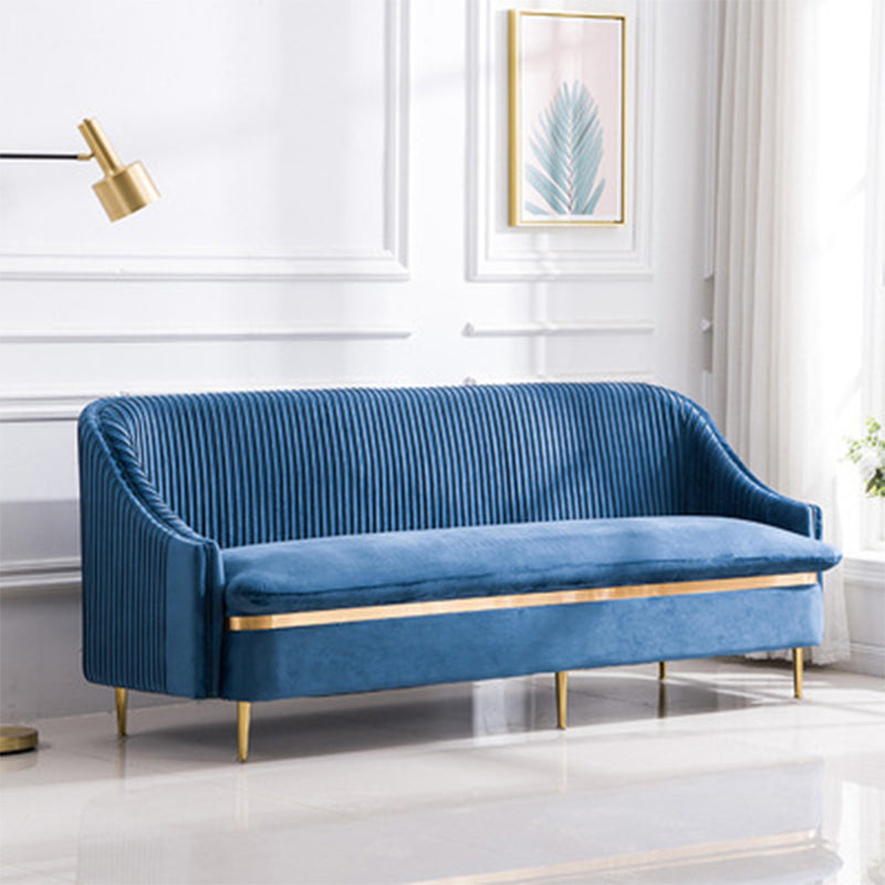 29.5"H Microsuede / Velvet Solid Color Sloped Arm Sofa for Living Room Blue Clearhalo 'furn' 'furn_sofas' 'Furniture' 'furniture_sofas' 'Living Room Furniture' 'Sofa' 'sofas' 5039681