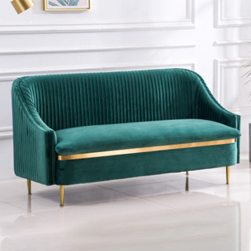29.5"H Microsuede / Velvet Solid Color Sloped Arm Sofa for Living Room Blackish Green Clearhalo 'furn' 'furn_sofas' 'Furniture' 'furniture_sofas' 'Living Room Furniture' 'Sofa' 'sofas' 5039683