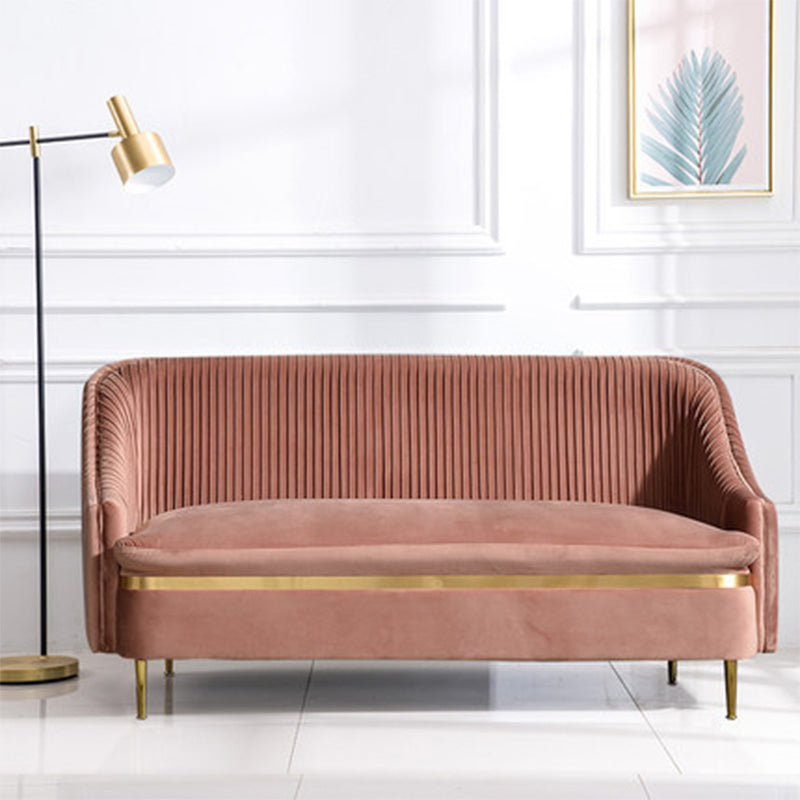 29.5"H Microsuede / Velvet Solid Color Sloped Arm Sofa for Living Room Red Clearhalo 'furn' 'furn_sofas' 'Furniture' 'furniture_sofas' 'Living Room Furniture' 'Sofa' 'sofas' 5039685