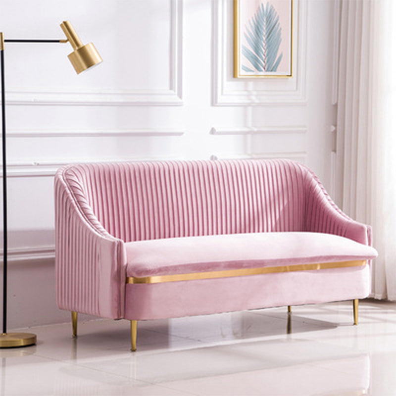 29.5"H Microsuede / Velvet Solid Color Sloped Arm Sofa for Living Room Pink Clearhalo 'furn' 'furn_sofas' 'Furniture' 'furniture_sofas' 'Living Room Furniture' 'Sofa' 'sofas' 5039689