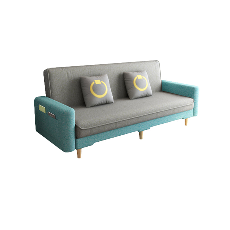 Linen Tight Back Contemporary Square Arm Sofa Bed with Storage Clearhalo 'furn' 'furn_sofas' 'Furniture' 'furniture_sofas' 'Living Room Furniture' 'Sofa' 'sofas' 5039702