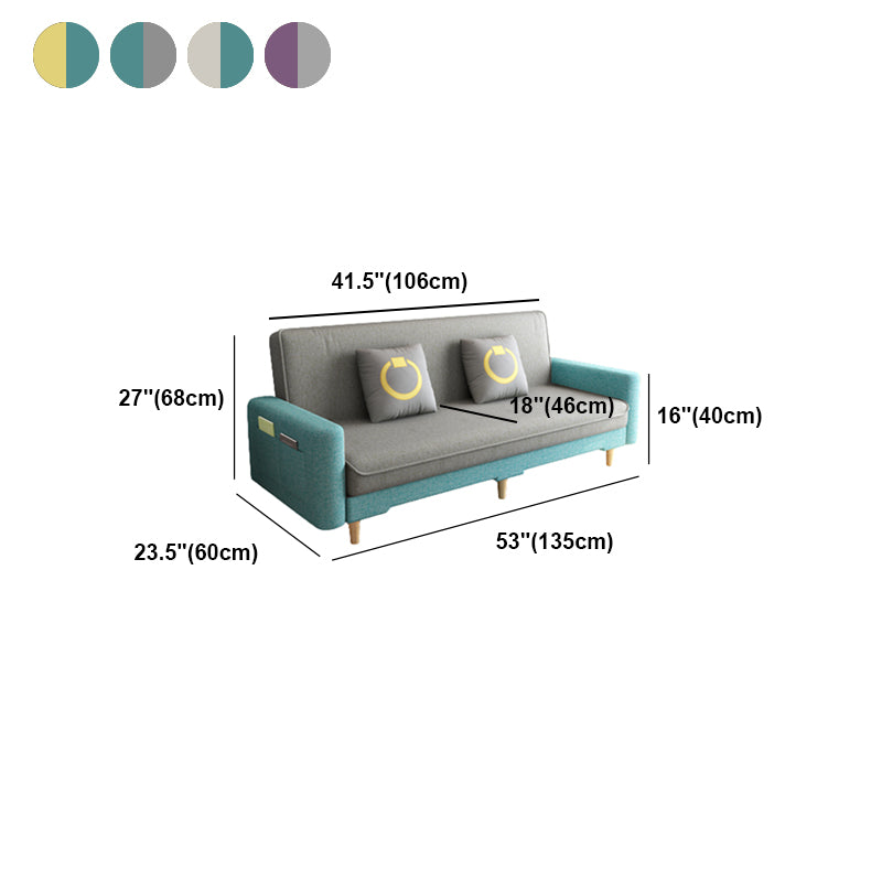 Linen Tight Back Contemporary Square Arm Sofa Bed with Storage Clearhalo 'furn' 'furn_sofas' 'Furniture' 'furniture_sofas' 'Living Room Furniture' 'Sofa' 'sofas' 5039704