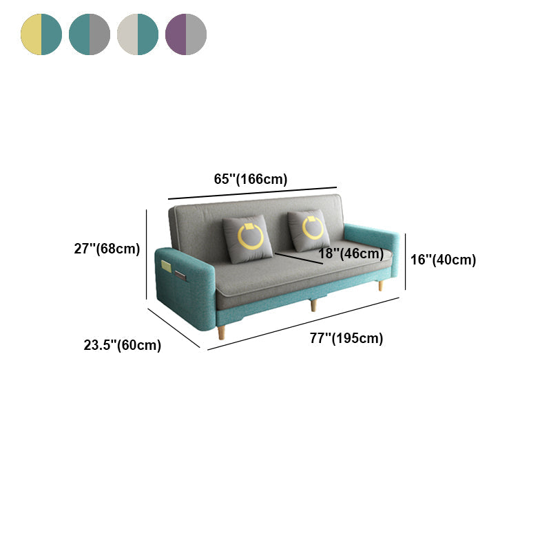 Linen Tight Back Contemporary Square Arm Sofa Bed with Storage Clearhalo 'furn' 'furn_sofas' 'Furniture' 'furniture_sofas' 'Living Room Furniture' 'Sofa' 'sofas' 5039706