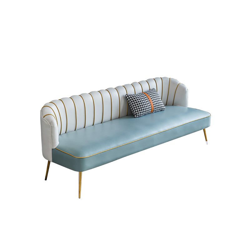 Faux Leather Modern Recessed Arm Sofa Standard Sofa with Sewn Pillow Back Clearhalo 'furn' 'furn_sofas' 'Furniture' 'furniture_sofas' 'Living Room Furniture' 'Sofa' 'sofas' 5039710