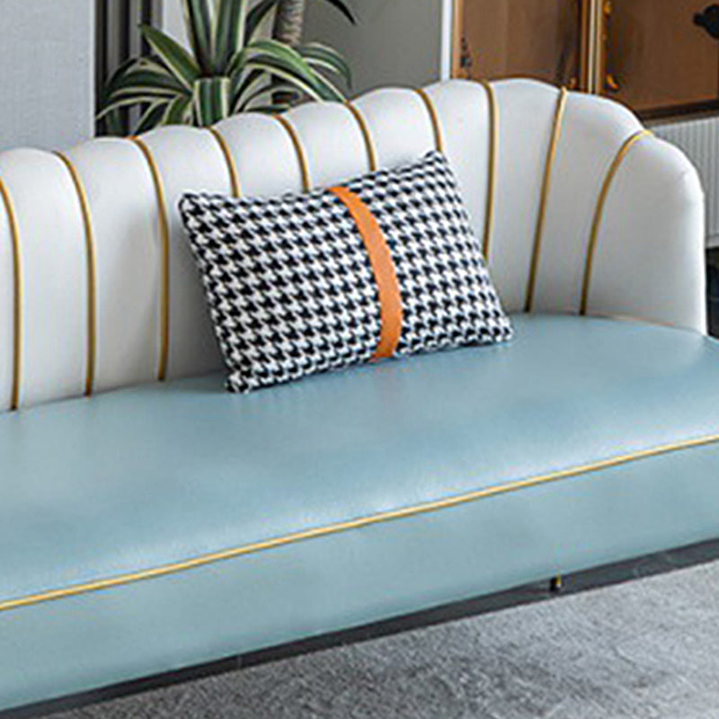 Faux Leather Modern Recessed Arm Sofa Standard Sofa with Sewn Pillow Back Clearhalo 'furn' 'furn_sofas' 'Furniture' 'furniture_sofas' 'Living Room Furniture' 'Sofa' 'sofas' 5039711