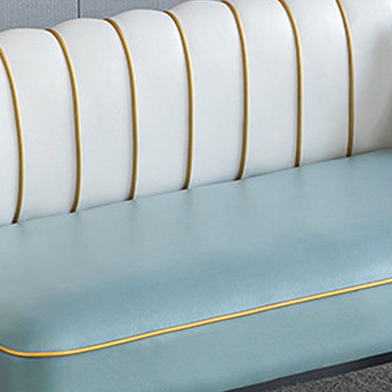 Faux Leather Modern Recessed Arm Sofa Standard Sofa with Sewn Pillow Back Clearhalo 'furn' 'furn_sofas' 'Furniture' 'furniture_sofas' 'Living Room Furniture' 'Sofa' 'sofas' 5039712