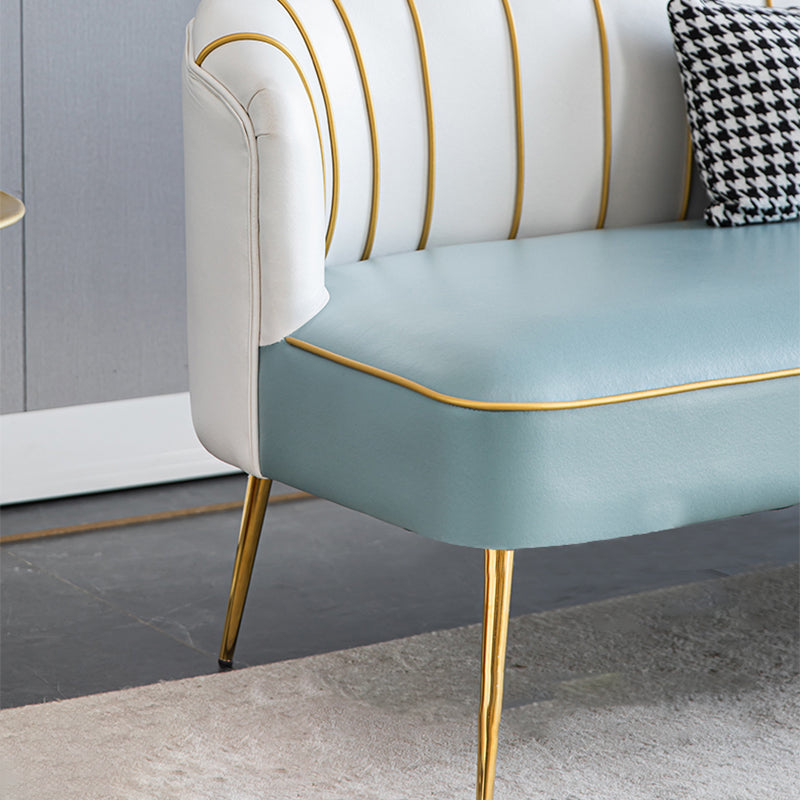 Faux Leather Modern Recessed Arm Sofa Standard Sofa with Sewn Pillow Back Clearhalo 'furn' 'furn_sofas' 'Furniture' 'furniture_sofas' 'Living Room Furniture' 'Sofa' 'sofas' 5039713