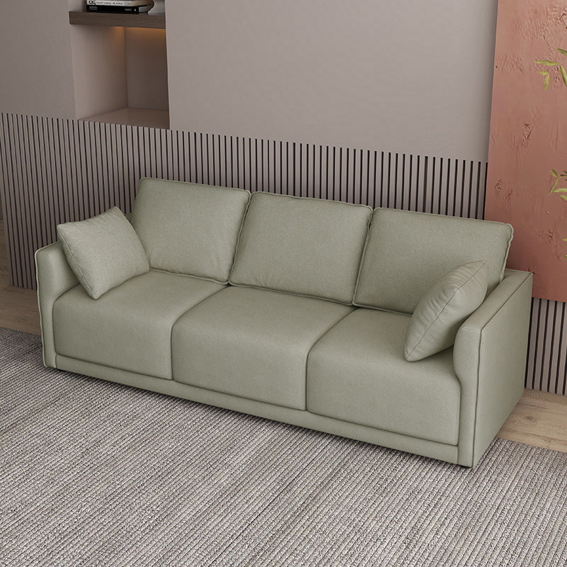 Faux Leather Sofa 25.59" D x 28.34" H Square Arm Sofa for Living Room Khaki Clearhalo 'furn' 'furn_sofas' 'Furniture' 'furniture_sofas' 'Living Room Furniture' 'Sofa' 'sofas' 5039721