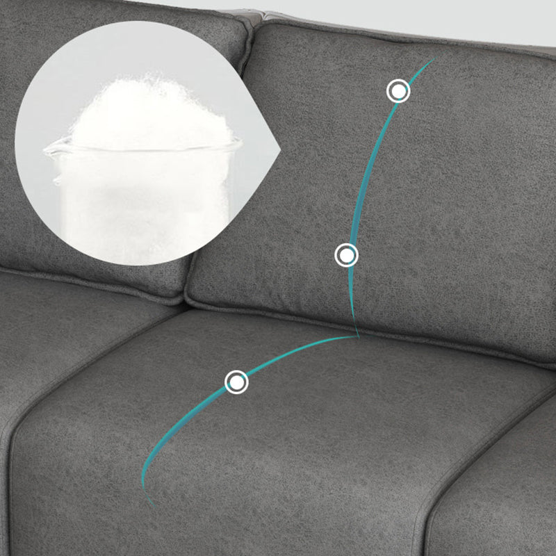 Faux Leather Sofa 25.59" D x 28.34" H Square Arm Sofa for Living Room Clearhalo 'furn' 'furn_sofas' 'Furniture' 'furniture_sofas' 'Living Room Furniture' 'Sofa' 'sofas' 5039726