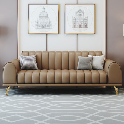 Modern Rolled Arm Sofa Standard Sofa with Sewn Pillow Back for Living Room Light Coffee 33"H x 65"L x 34"W Clearhalo 'Furniture' 'furniture_sofas' 'Living Room Furniture' 'Sofa' 'sofas' 5039729