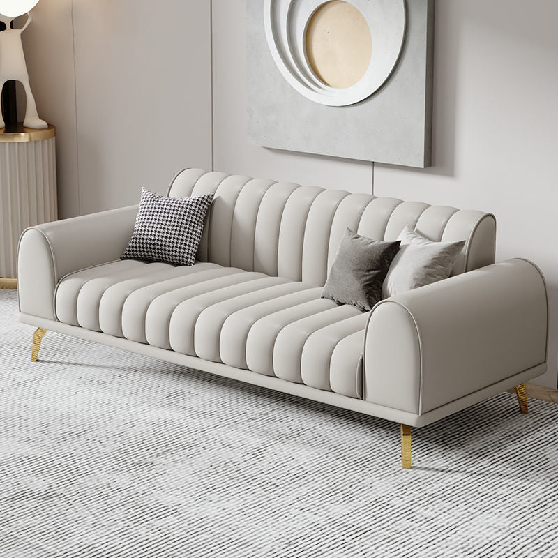 Modern Rolled Arm Sofa Standard Sofa with Sewn Pillow Back for Living Room Cream Clearhalo 'Furniture' 'furniture_sofas' 'Living Room Furniture' 'Sofa' 'sofas' 5039730