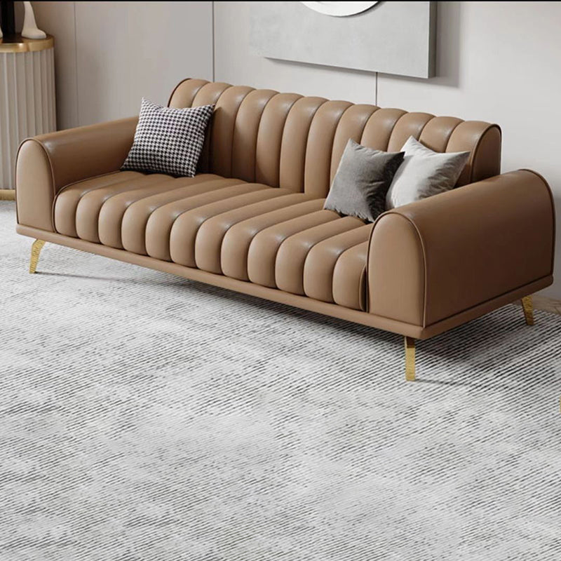 Modern Rolled Arm Sofa Standard Sofa with Sewn Pillow Back for Living Room Light Coffee Clearhalo 'Furniture' 'furniture_sofas' 'Living Room Furniture' 'Sofa' 'sofas' 5039733