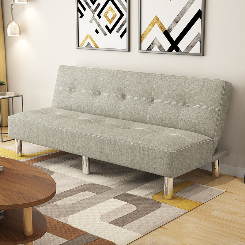 Faux Leather and Linen Sofa Contemporary Biscuit Back Sofa Bed Grey Clearhalo 'furn' 'furn_sofas' 'Furniture' 'furniture_sofas' 'Living Room Furniture' 'Sofa' 'sofas' 5039746