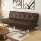 Faux Leather and Linen Sofa Contemporary Biscuit Back Sofa Bed Coffee Clearhalo 'furn' 'furn_sofas' 'Furniture' 'furniture_sofas' 'Living Room Furniture' 'Sofa' 'sofas' 5039747