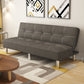 Faux Leather and Linen Sofa Contemporary Biscuit Back Sofa Bed Black-Gray Clearhalo 'furn' 'furn_sofas' 'Furniture' 'furniture_sofas' 'Living Room Furniture' 'Sofa' 'sofas' 5039749