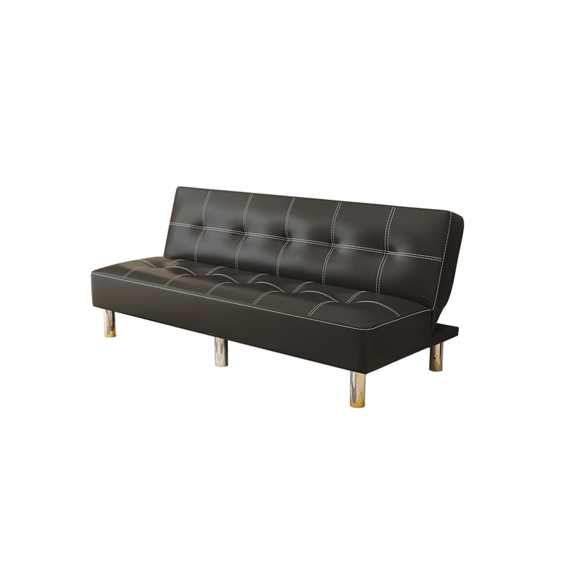 Faux Leather and Linen Sofa Contemporary Biscuit Back Sofa Bed Clearhalo 'furn' 'furn_sofas' 'Furniture' 'furniture_sofas' 'Living Room Furniture' 'Sofa' 'sofas' 5039751