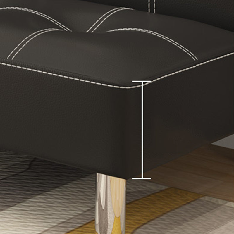 Faux Leather and Linen Sofa Contemporary Biscuit Back Sofa Bed Clearhalo 'furn' 'furn_sofas' 'Furniture' 'furniture_sofas' 'Living Room Furniture' 'Sofa' 'sofas' 5039753