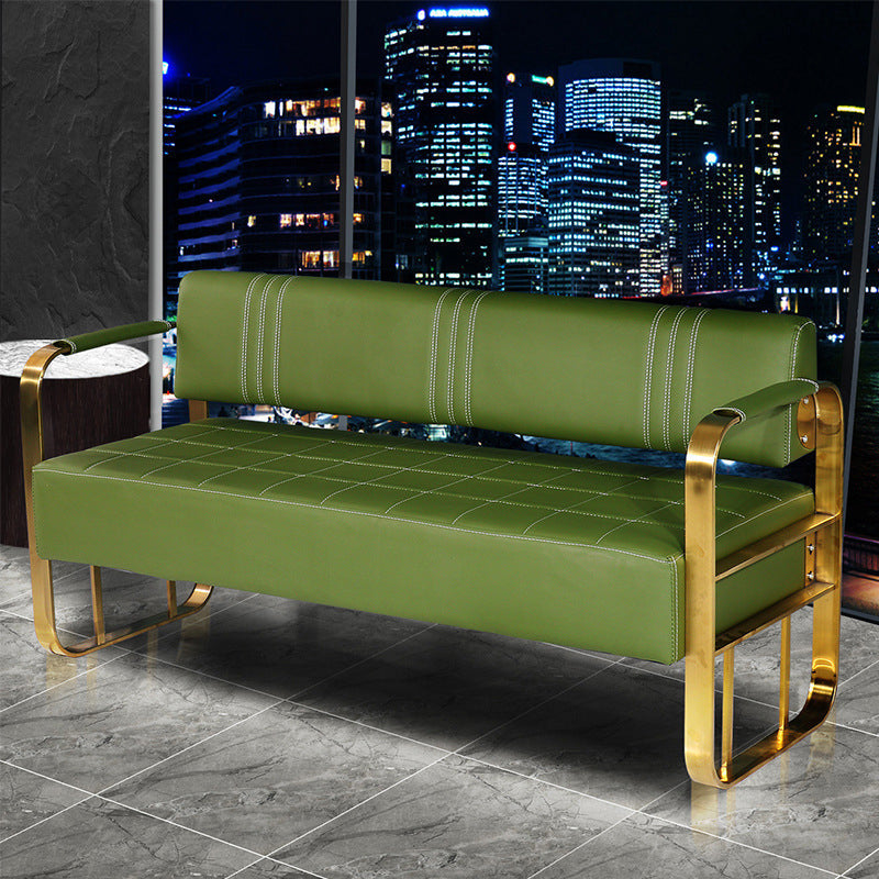 Faux Leather Sofa 21.65" D x 28.74" H Square Arm Sofa for Living Room Army Green Clearhalo 'furn' 'furn_sofas' 'Furniture' 'furniture_sofas' 'Living Room Furniture' 'Sofa' 'sofas' 5039760