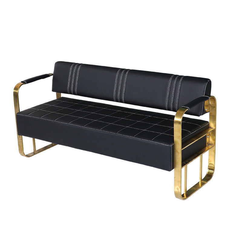 Faux Leather Sofa 21.65" D x 28.74" H Square Arm Sofa for Living Room 71"L x 22"W x 29"H Black Clearhalo 'furn' 'furn_sofas' 'Furniture' 'furniture_sofas' 'Living Room Furniture' 'Sofa' 'sofas' 5039764