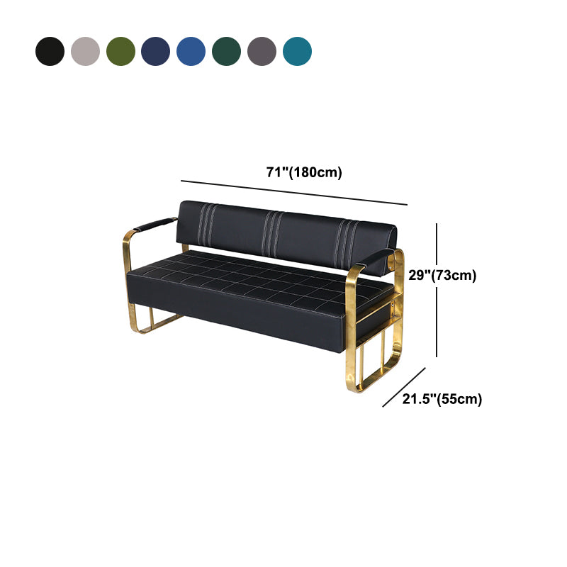 Faux Leather Sofa 21.65" D x 28.74" H Square Arm Sofa for Living Room Clearhalo 'furn' 'furn_sofas' 'Furniture' 'furniture_sofas' 'Living Room Furniture' 'Sofa' 'sofas' 5039770